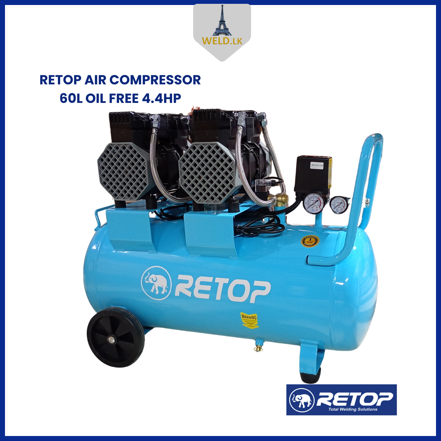 RETOP AIR COMPRESSOR 60L OIL- FREE 4.4HP